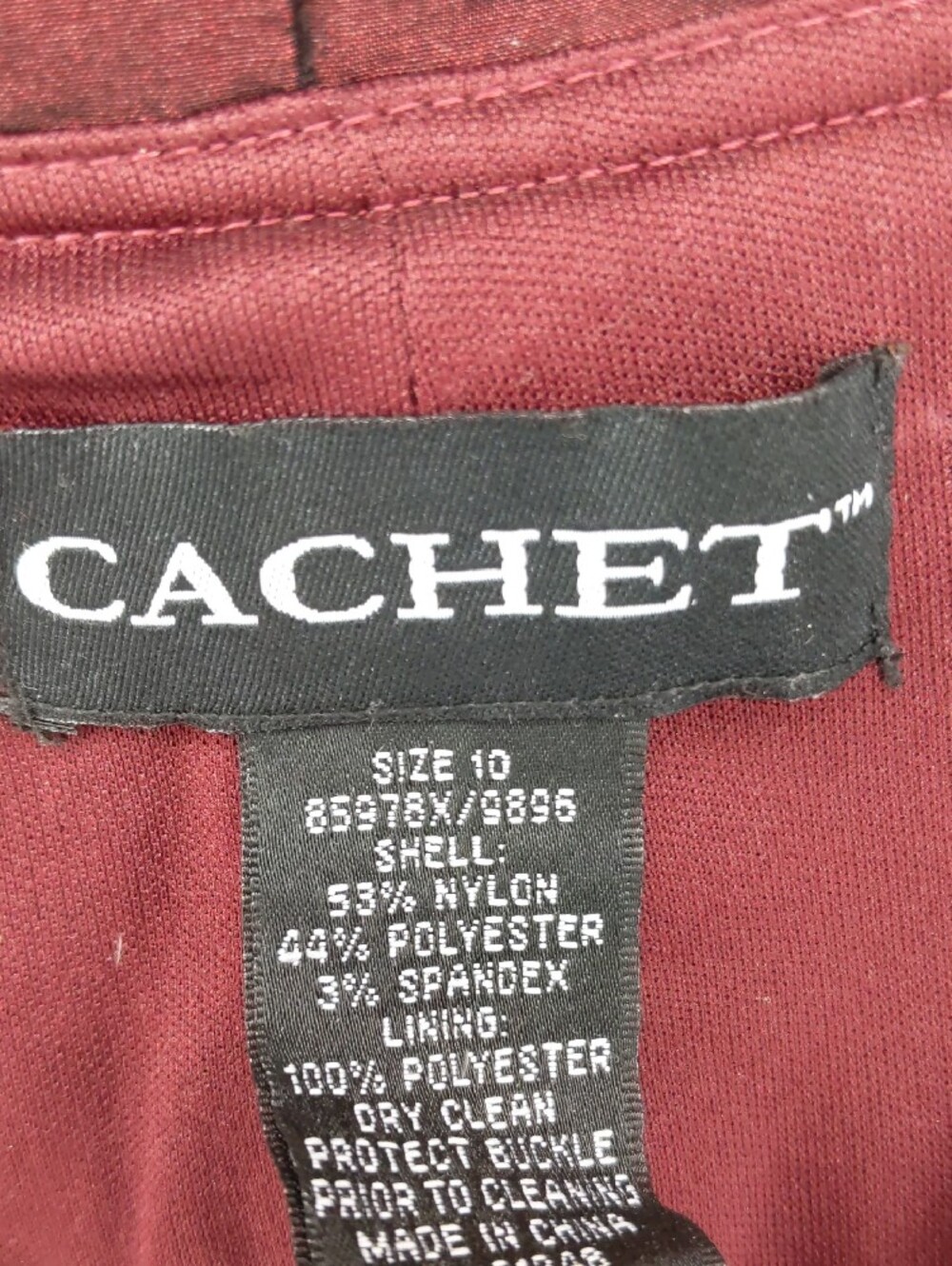 Cachet Burgundy Satin Blouse with Black Velvet Rhinestone Belt - Picture 3 of 8